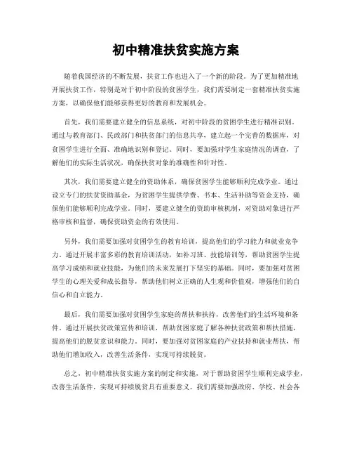 初中精准扶贫实施方案