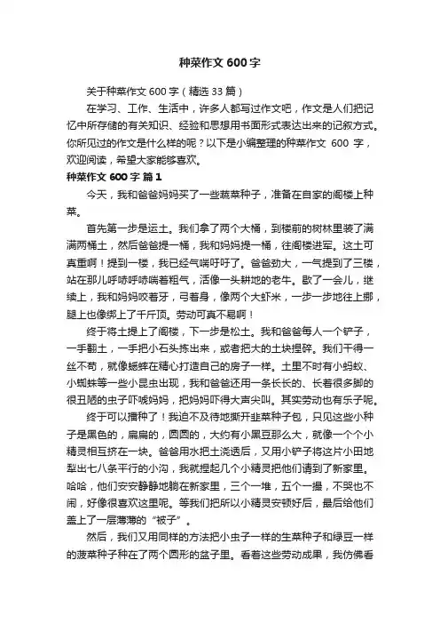 关于种菜作文600字（精选33篇）