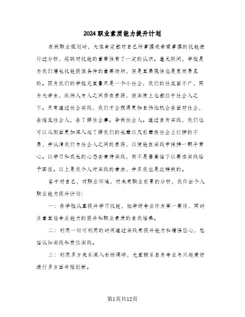 2024职业素质能力提升计划(4篇)