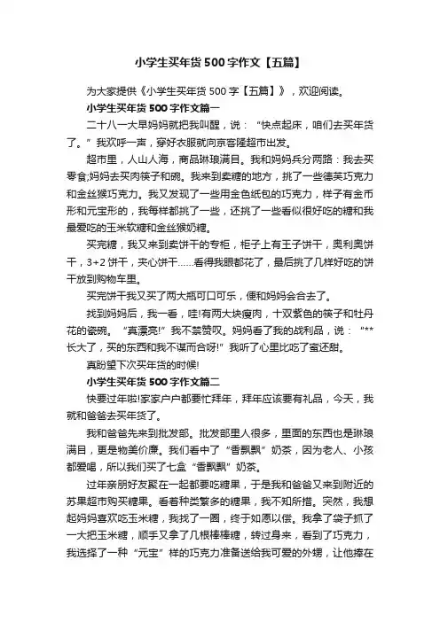 小学生买年货500字作文【五篇】