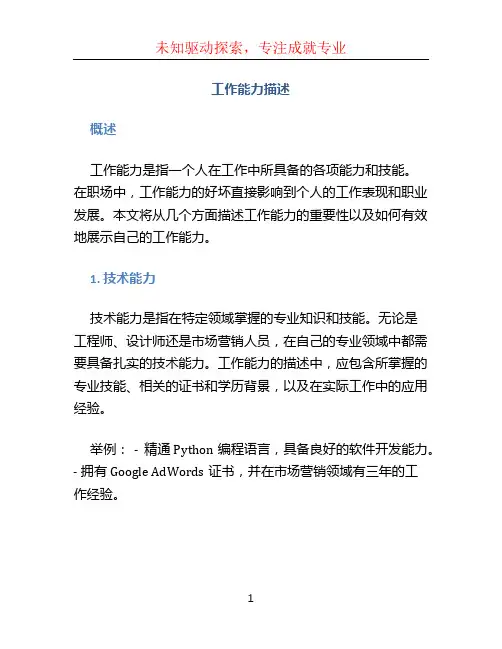 工作能力描述