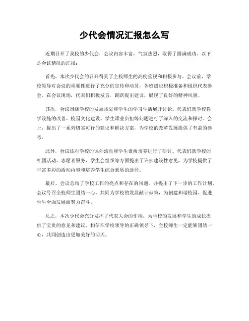 少代会情况汇报怎么写