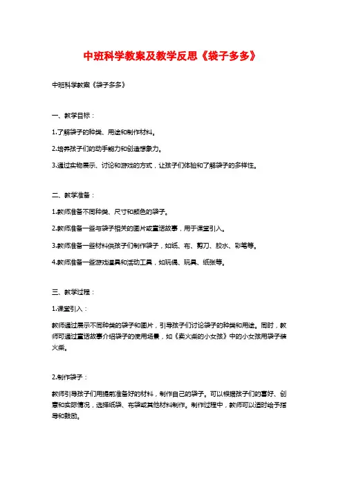 中班科学教案及教学反思《袋子多多》