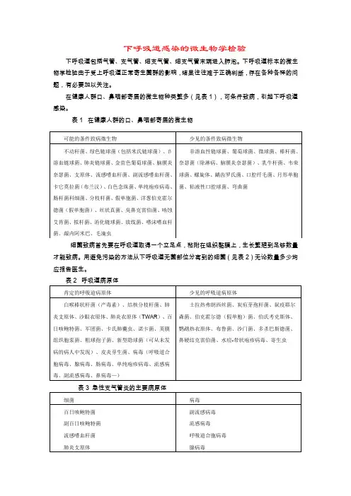 下呼吸道感染的微生物学检验