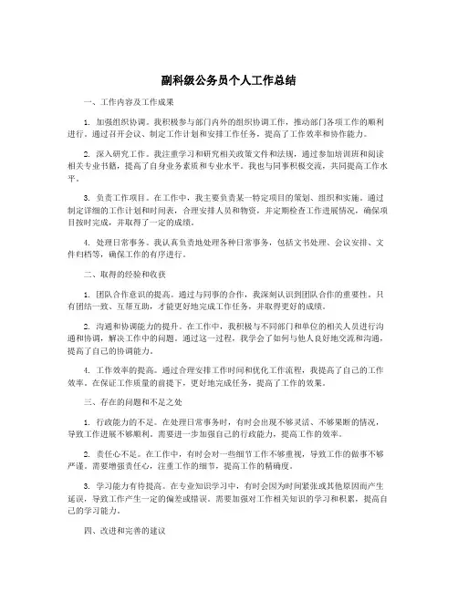 副科级公务员个人工作总结