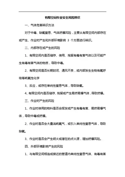 有限空间作业安全风险辨识