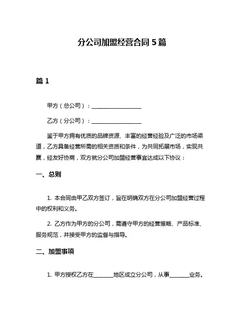 分公司加盟经营合同5篇