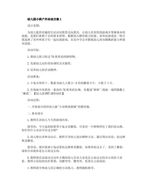 幼儿园小班户外活动方案策划方案5篇