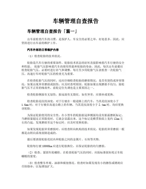 车辆管理自查报告