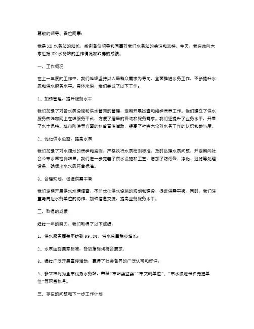 水务站述职报告范文