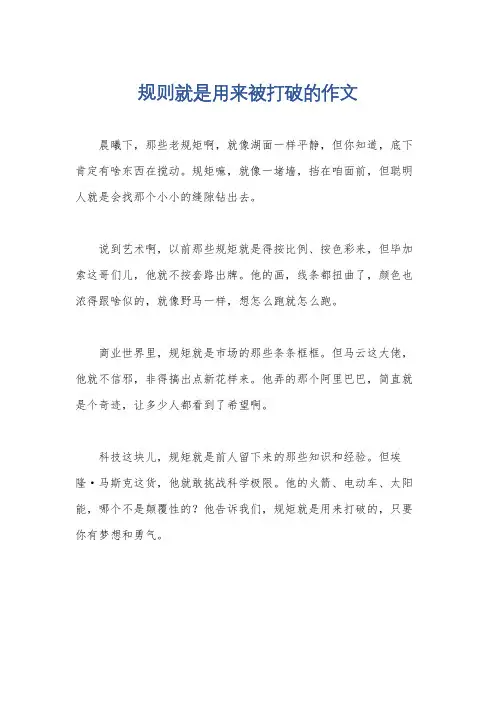 规则就是用来被打破的作文