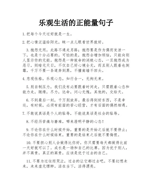 乐观生活的正能量句子