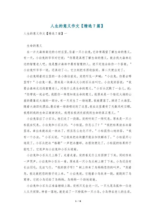 人生的意义作文【精选7篇】