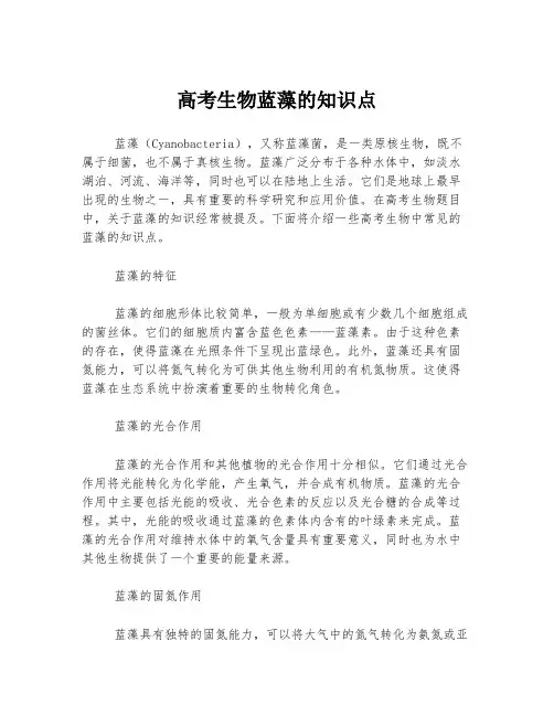 高考生物蓝藻的知识点
