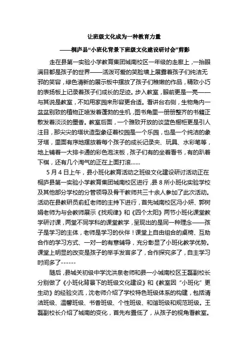 让班级文化成为一种教育力量