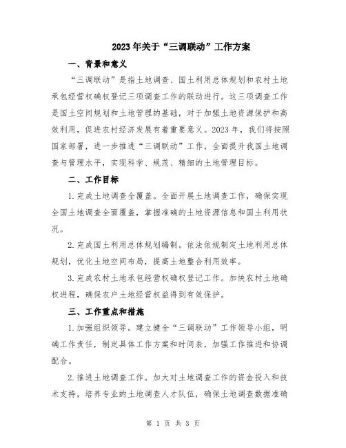 2023年关于“三调联动”工作方案