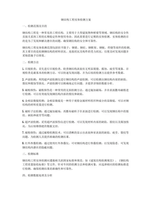 钢结构工程实体检测方案