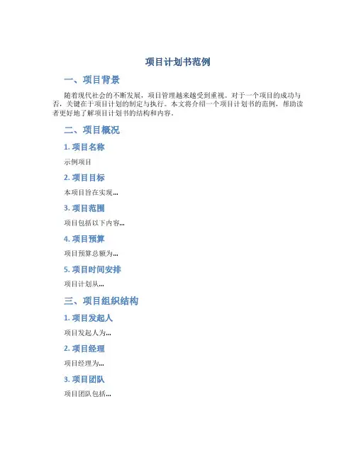 项目计划书范例
