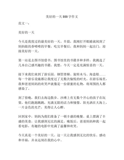美好的一天800字作文
