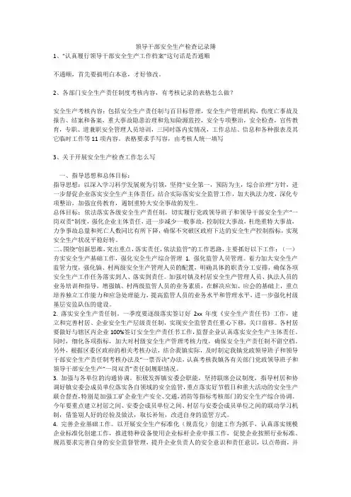 领导干部安全生产检查记录簿安全生产