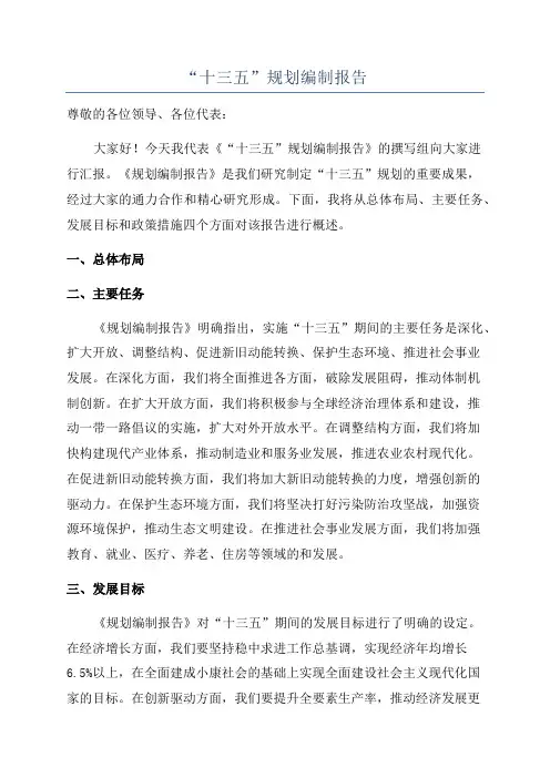 “十三五”规划编制报告