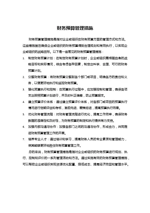 财务预算管理措施