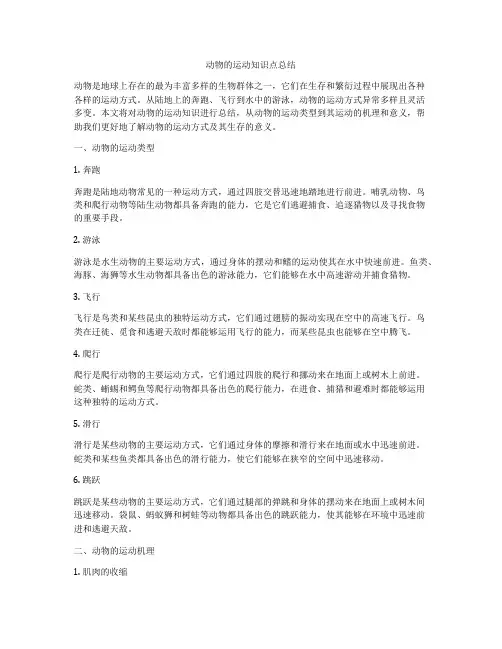 动物的运动知识点总结