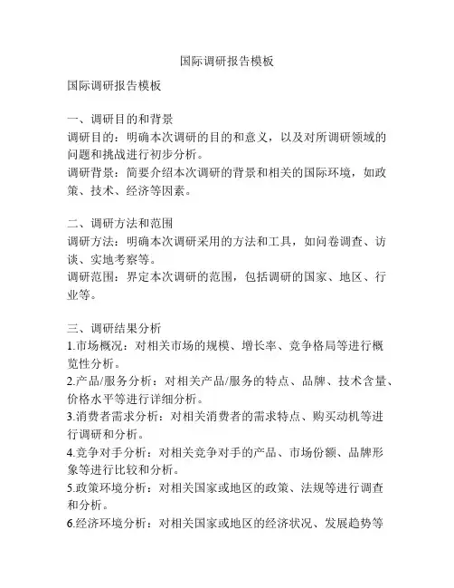国际调研报告模板