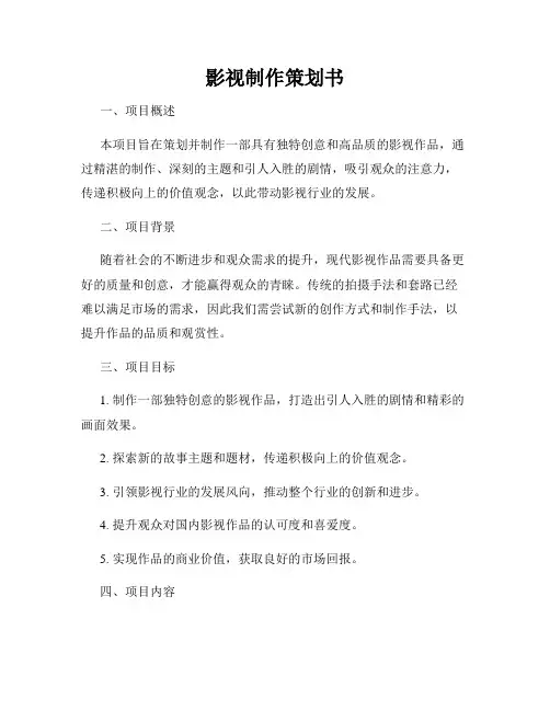 影视制作策划书