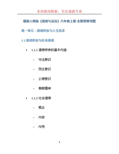 最新人教版《道德与法治》八年级上册-全册思维导图