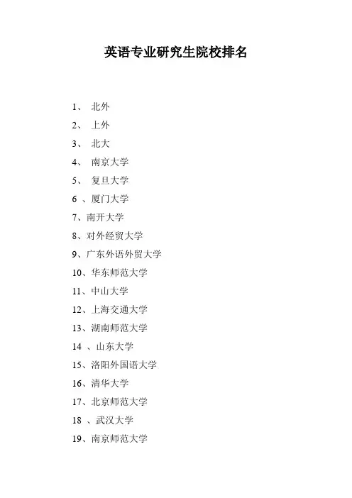 英语专业研究生院校排名