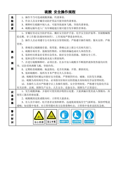 硫酸 安全操作规程