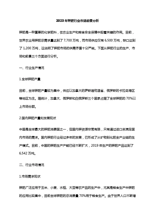 2023年钾肥行业市场前景分析