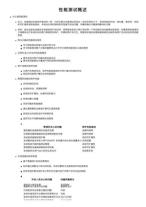 性能测试概述