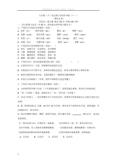 人教版八年级下语文教与学同步导练11