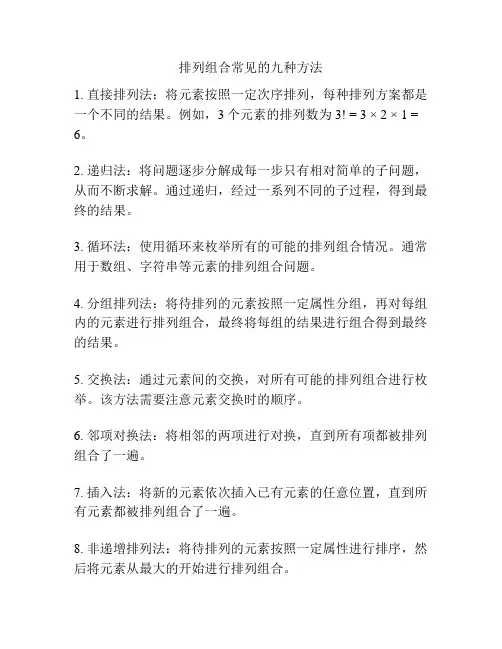 排列组合常见的九种方法