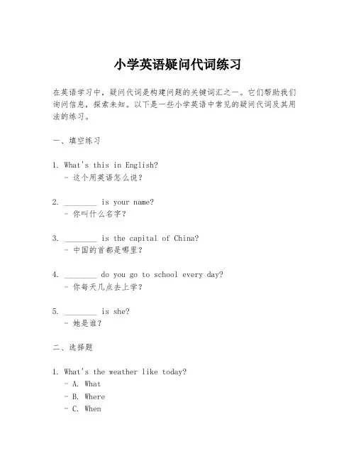 小学英语疑问代词练习