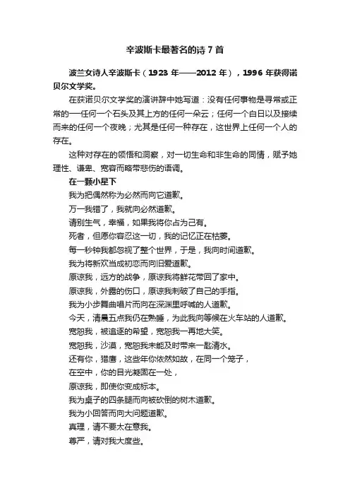 辛波斯卡最著名的诗7首