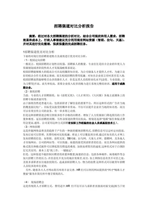 招聘渠道对比分析报告
