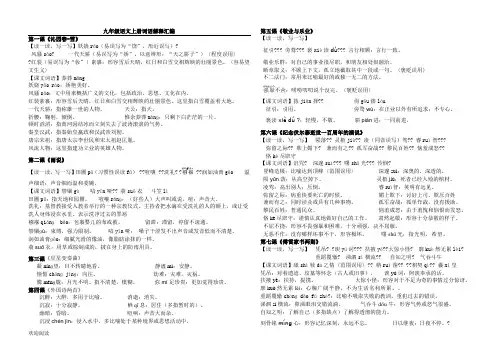人教版新九年级语文上册字词注音和解释17288
