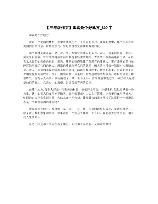 【三年级作文】那真是个好地方_300字