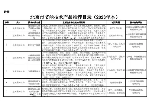 《北京市节能技术产品推荐目录(2023年本)》