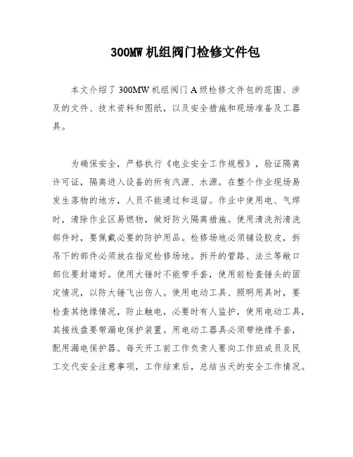 300MW机组阀门检修文件包
