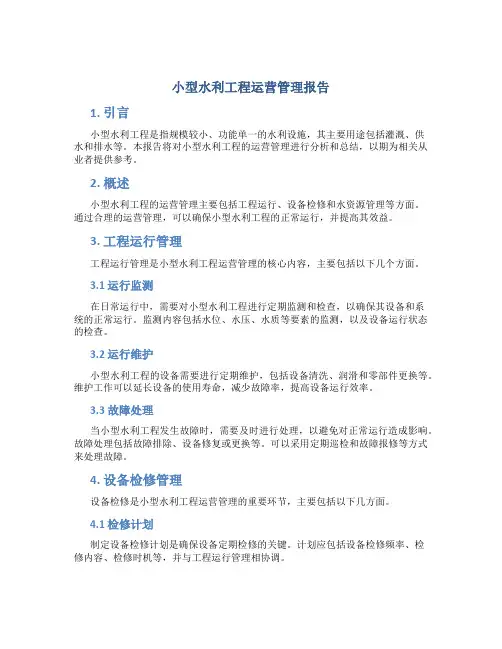 小型水利工程运营管理报告