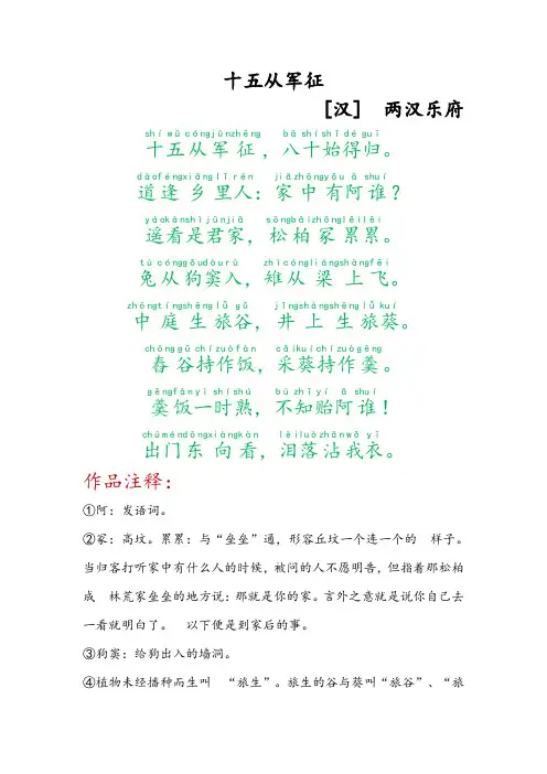 《十五从军征》九年级语文下册古诗词赏析