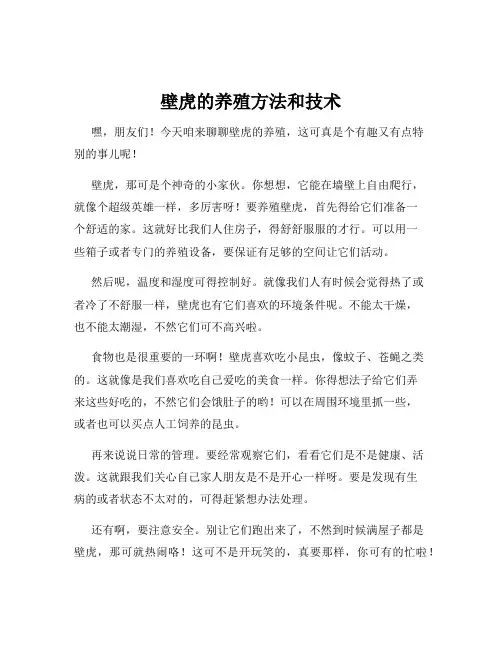 壁虎的养殖方法和技术