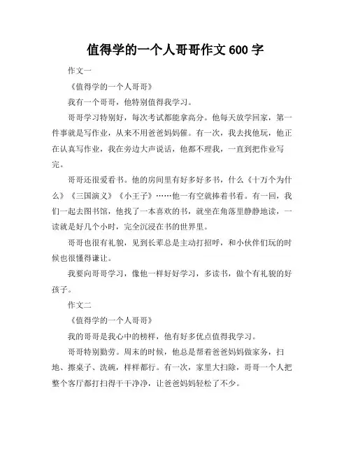 值得学的一个人哥哥作文600字