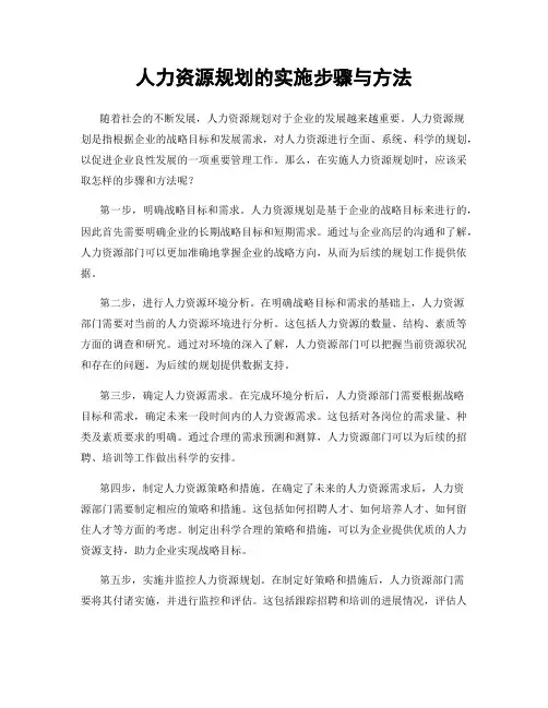 人力资源规划的实施步骤与方法