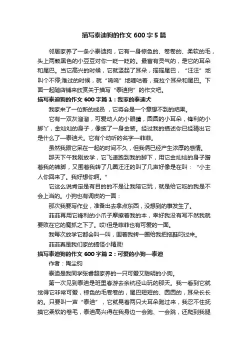 描写泰迪狗的作文600字5篇