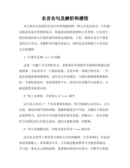 名言名句及解析和感悟